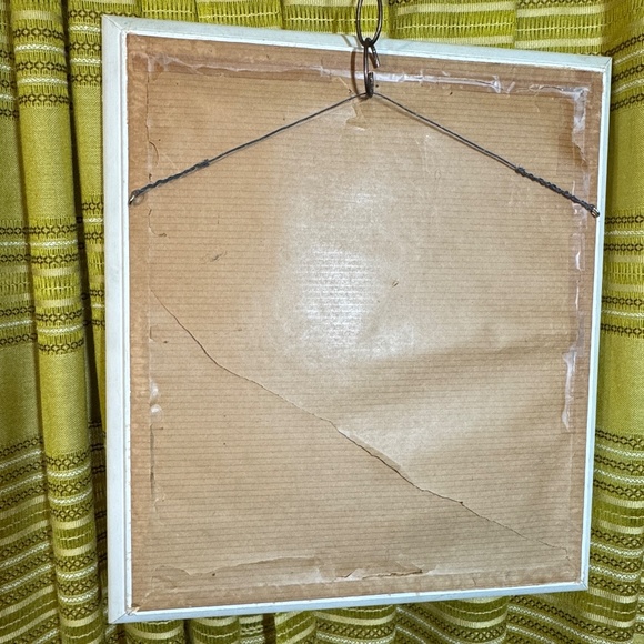 Vintage Mid Century paint on silk artwork, pink ballerina, wood framed - Picture 4 of 4